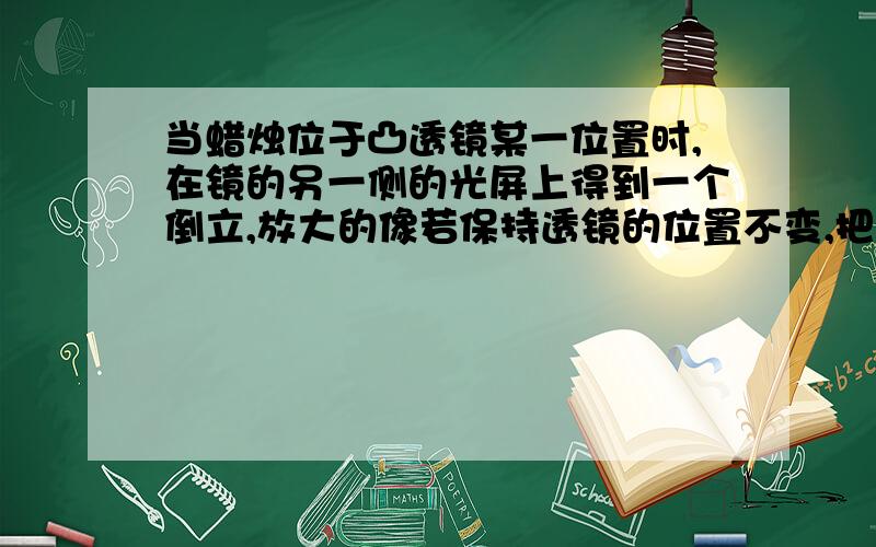 当蜡烛位于凸透镜某一位置时,在镜的另一侧的光屏上得到一个倒立,放大的像若保持透镜的位置不变,把蜡烛和光屏的位置相互交换,则光屏上将出现一个A 倒立、放大的实像B 倒立、缩小的实