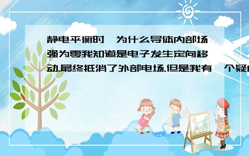 静电平衡时,为什么导体内部场强为零我知道是电子发生定向移动.最终抵消了外部电场.但是我有一个疑问.存不存在一种情况：就是、外部电场强度很大,而导体中电子的“含量”很少,以至于