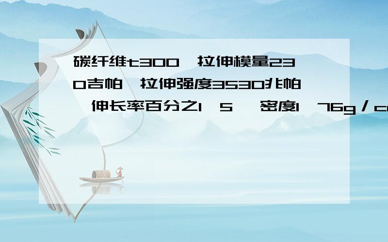 碳纤维t300,拉伸模量230吉帕,拉伸强度3530兆帕,伸长率百分之1、5 ,密度1、76g／cm3 .计算它的比强...碳纤维t300,拉伸模量230吉帕,拉伸强度3530兆帕,伸长率百分之1、5 ,密度1、76g／cm3 .计算它的比强