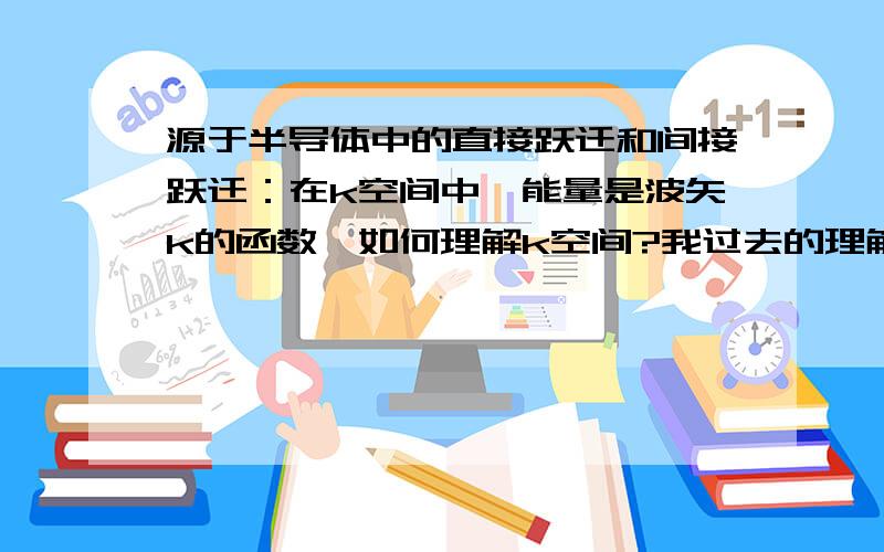 源于半导体中的直接跃迁和间接跃迁：在k空间中,能量是波矢k的函数,如何理解k空间?我过去的理解是把k空间就当做能量空间理解,不同的k值就当做不同的能量值,这样即使两个电子相距很近（