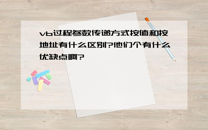 vb过程参数传递方式按值和按地址有什么区别?他们个有什么优缺点啊?