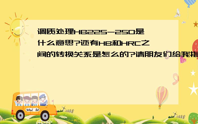 调质处理HB225-250是什么意思?还有HB和HRC之间的转换关系是怎么的?请朋友们给我指点指点,万分的急!