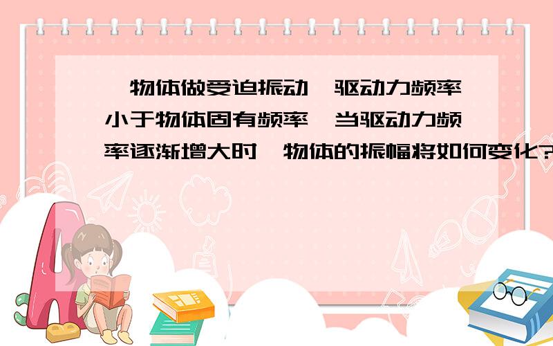 一物体做受迫振动,驱动力频率小于物体固有频率,当驱动力频率逐渐增大时,物体的振幅将如何变化?