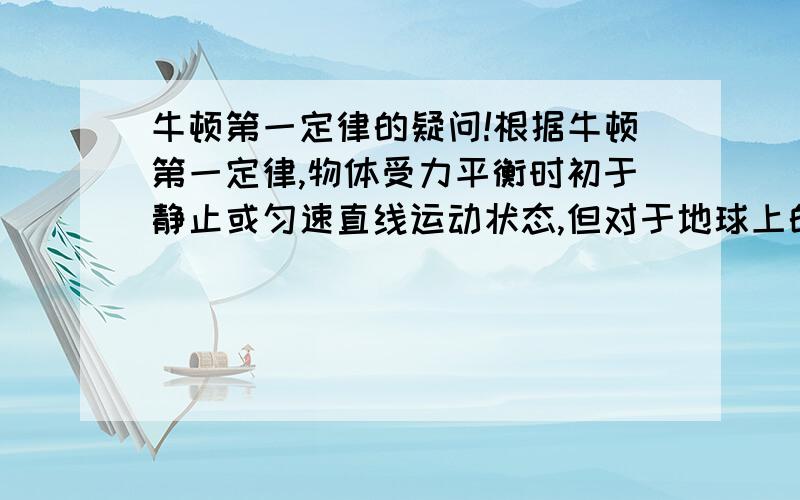 牛顿第一定律的疑问!根据牛顿第一定律,物体受力平衡时初于静止或匀速直线运动状态,但对于地球上的一个静止物体,由于地球自转,受到一个向心力,那不是受力不平衡吗,不是与第一定律矛盾