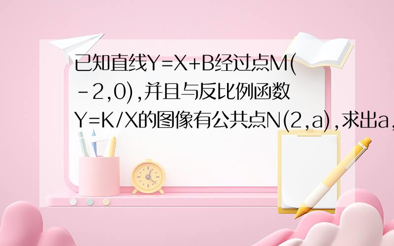 已知直线Y=X+B经过点M(-2,0),并且与反比例函数Y=K/X的图像有公共点N(2,a),求出a,b的值及反比例函数关系式谁有关于孔雀翎的最新消息？