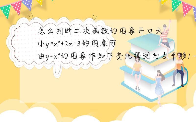 怎么判断二次函数的图象开口大小y=x^+2x-3的图象可由y=x^的图象作如下变化得到向左平移1一个单位再向下平移4个单位得到问怎么判断这两函数图象开口大小相同,又哪些因素决定