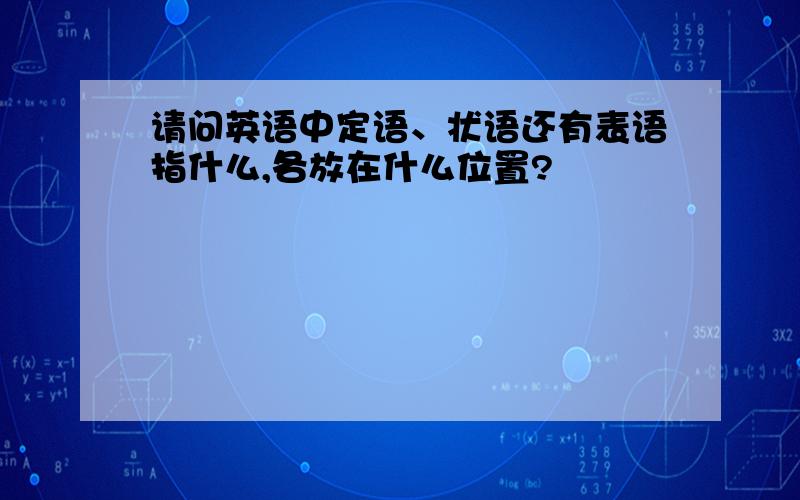 请问英语中定语、状语还有表语指什么,各放在什么位置?