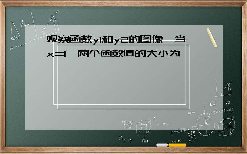 观察函数y1和y2的图像,当x=1,两个函数值的大小为