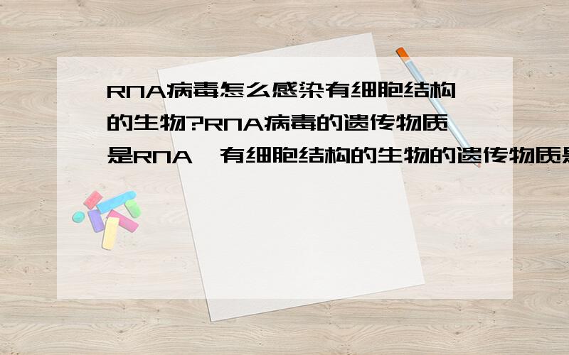 RNA病毒怎么感染有细胞结构的生物?RNA病毒的遗传物质是RNA,有细胞结构的生物的遗传物质是DNA,那病毒把RNA注入细胞生物体内,怎么取代DNA的作用呢?