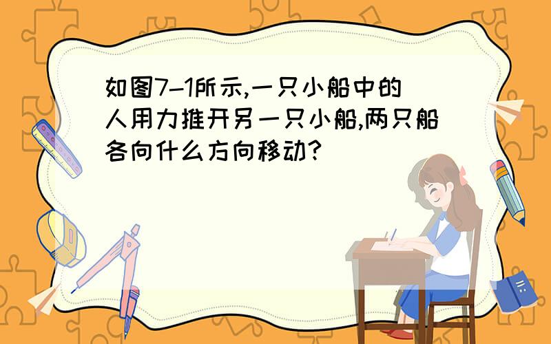 如图7-1所示,一只小船中的人用力推开另一只小船,两只船各向什么方向移动?