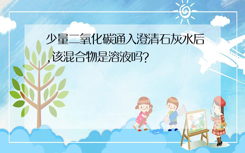 少量二氧化碳通入澄清石灰水后,该混合物是溶液吗?