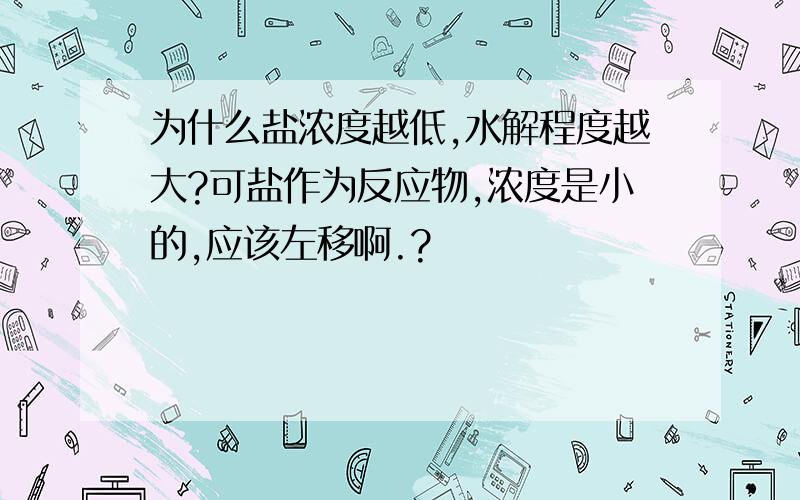 为什么盐浓度越低,水解程度越大?可盐作为反应物,浓度是小的,应该左移啊.?