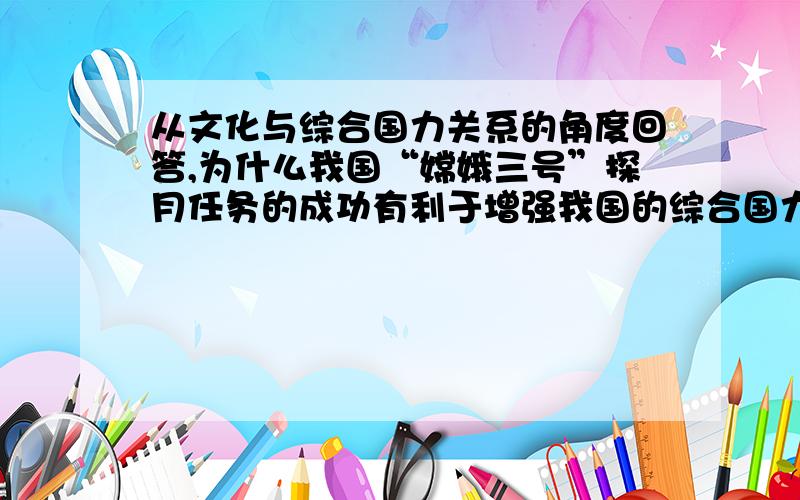 从文化与综合国力关系的角度回答,为什么我国“嫦娥三号”探月任务的成功有利于增强我国的综合国力?