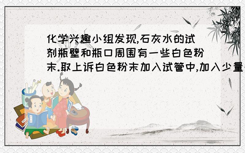 化学兴趣小组发现,石灰水的试剂瓶壁和瓶口周围有一些白色粉末.取上诉白色粉末加入试管中,加入少量的水振荡,发现有不溶物,这个现象能不能说明粉末中一定有碳酸钙?为什么?