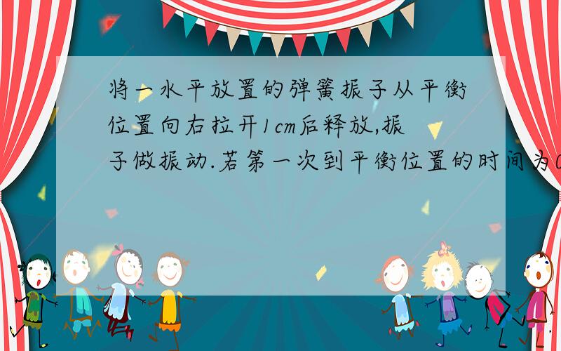 将一水平放置的弹簧振子从平衡位置向右拉开1cm后释放,振子做振动.若第一次到平衡位置的时间为0.1s,则该振子的振幅为______cm,周期为______s,振子在第一秒时间里通过的路程为_____cm,0.7s末振子