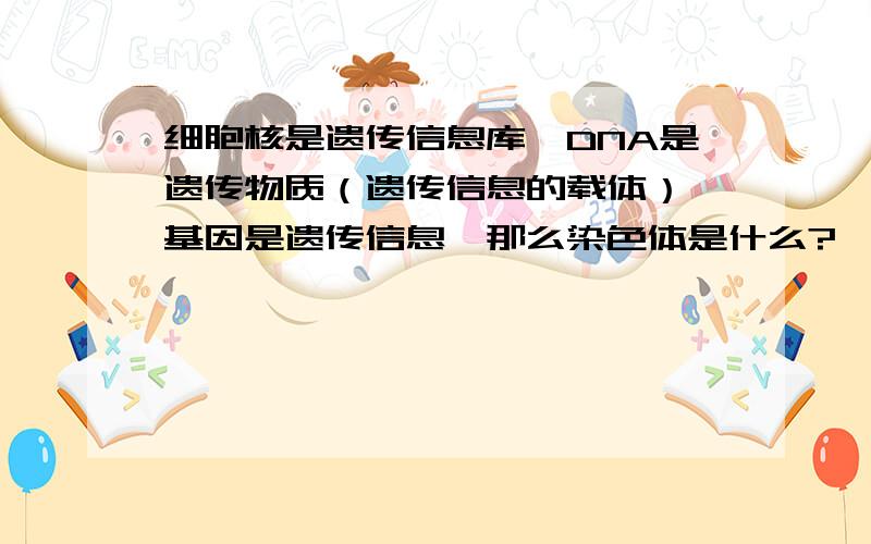 细胞核是遗传信息库,DNA是遗传物质（遗传信息的载体）,基因是遗传信息,那么染色体是什么?