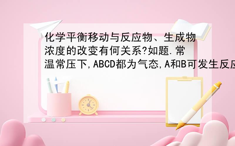 化学平衡移动与反应物、生成物浓度的改变有何关系?如题.常温常压下,ABCD都为气态,A和B可发生反应A+B=C+nD 若2molA与2molB混合充入体积可变的密闭容器中 不同条件下达平衡时C的浓度温度（℃）