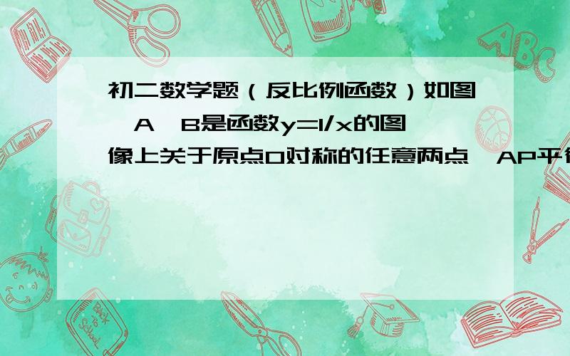 初二数学题（反比例函数）如图,A、B是函数y=1/x的图像上关于原点O对称的任意两点,AP平行于y轴,交x轴于点P,BH平行于y轴,交x轴于点H,证明四边形AHBP面积为定值(附图）