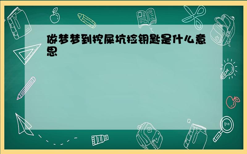 做梦梦到挖屎坑捡钥匙是什么意思