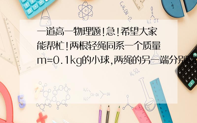 一道高一物理题!急!希望大家能帮忙!两根轻绳同系一个质量m=0.1kg的小球,两绳的另一端分别固定在轴上的A、B处,上面绳AC长L＝2m,当两绳都拉直时,与轴的夹角分别为30度和45度,求当小球随轴一