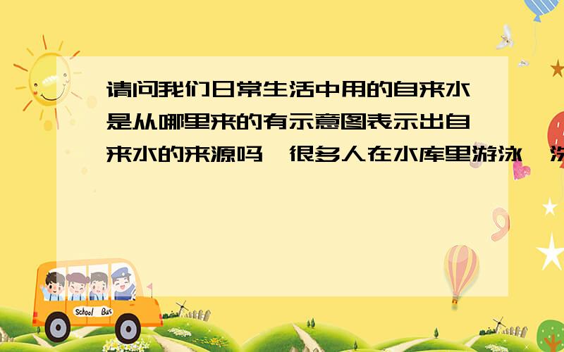 请问我们日常生活中用的自来水是从哪里来的有示意图表示出自来水的来源吗,很多人在水库里游泳,洗衣服,小便等等,这水到水厂能过滤掉吗