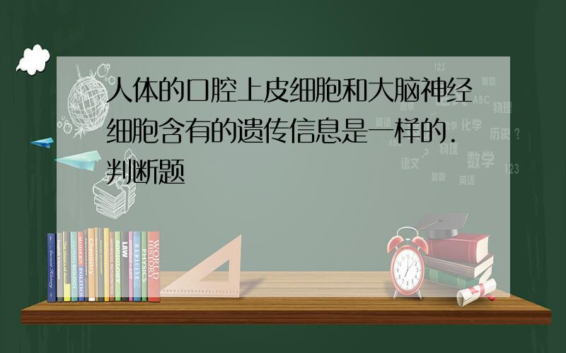 人体的口腔上皮细胞和大脑神经细胞含有的遗传信息是一样的.判断题