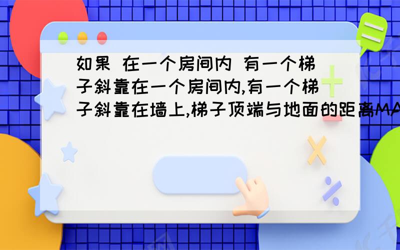 如果 在一个房间内 有一个梯子斜靠在一个房间内,有一个梯子斜靠在墙上,梯子顶端与地面的距离MA为a米,此时梯子的倾斜角为75°,如果梯子底端不动,顶端靠在对面的墙上,此时梯子顶端距地面