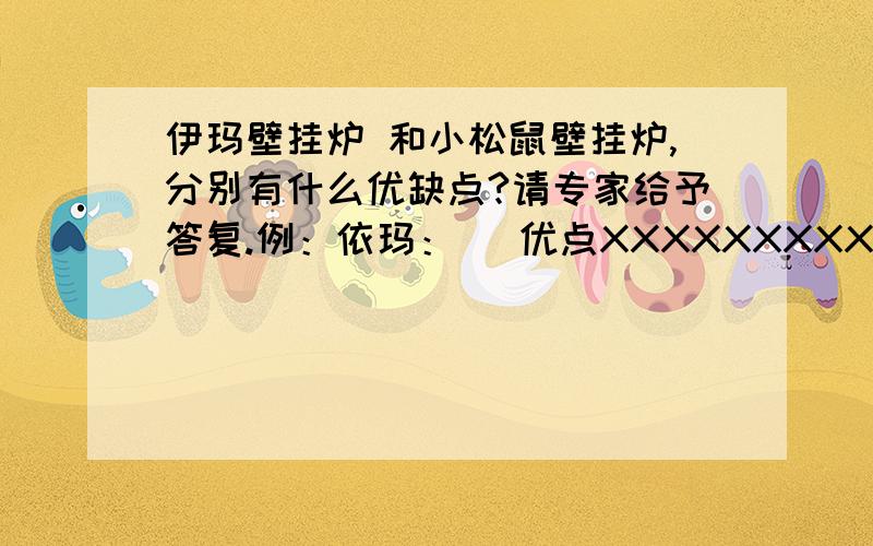 伊玛壁挂炉 和小松鼠壁挂炉,分别有什么优缺点?请专家给予答复.例：依玛：   优点XXXXXXXXXXXXXXXX         缺点XXXXXXXXXXXXXXXX小松鼠： 优点XXXXXXXXXXXXXXXX         缺点XXXXXXXXXXXXXXXX