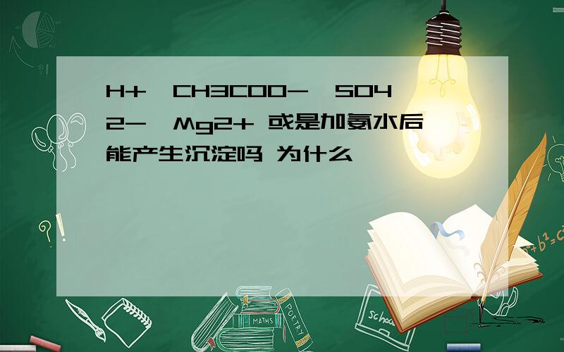 H+,CH3COO-,SO42-,Mg2+ 或是加氨水后能产生沉淀吗 为什么