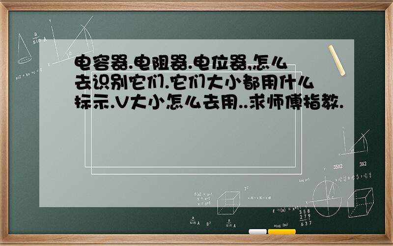 电容器.电阻器.电位器,怎么去识别它们.它们大小都用什么标示.V大小怎么去用..求师傅指教.