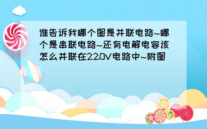 谁告诉我哪个图是并联电路~哪个是串联电路~还有电解电容该怎么并联在220V电路中~附图