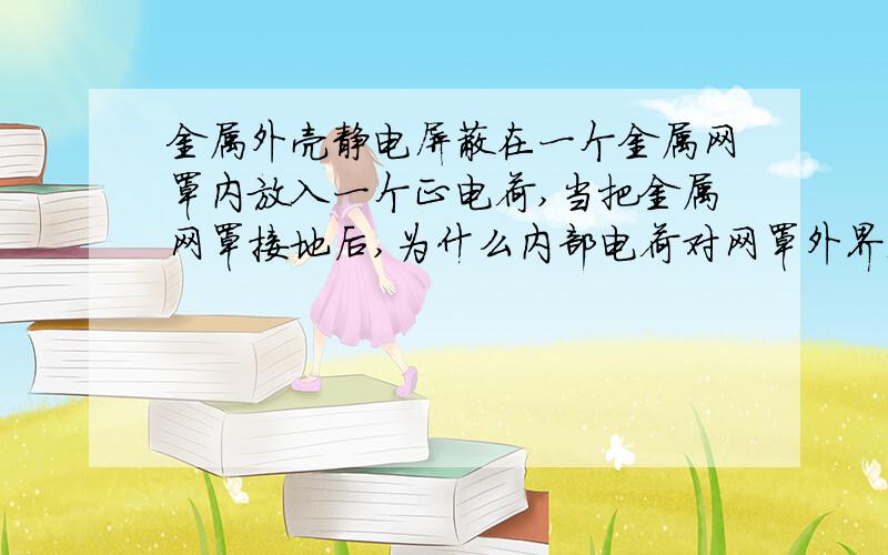 金属外壳静电屏蔽在一个金属网罩内放入一个正电荷,当把金属网罩接地后,为什么内部电荷对网罩外界无干扰?