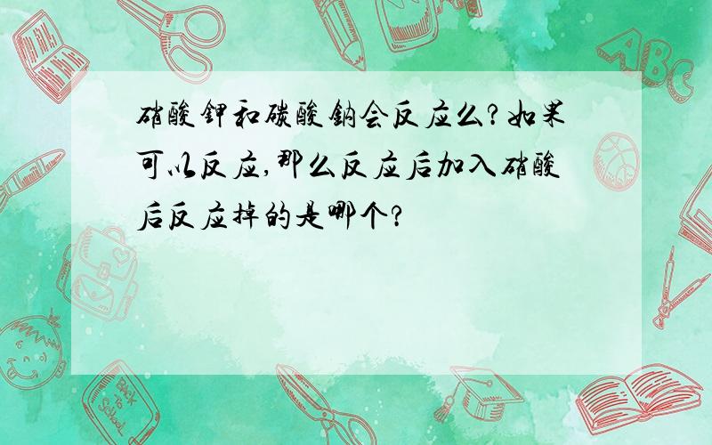 硝酸钾和碳酸钠会反应么?如果可以反应,那么反应后加入硝酸后反应掉的是哪个?