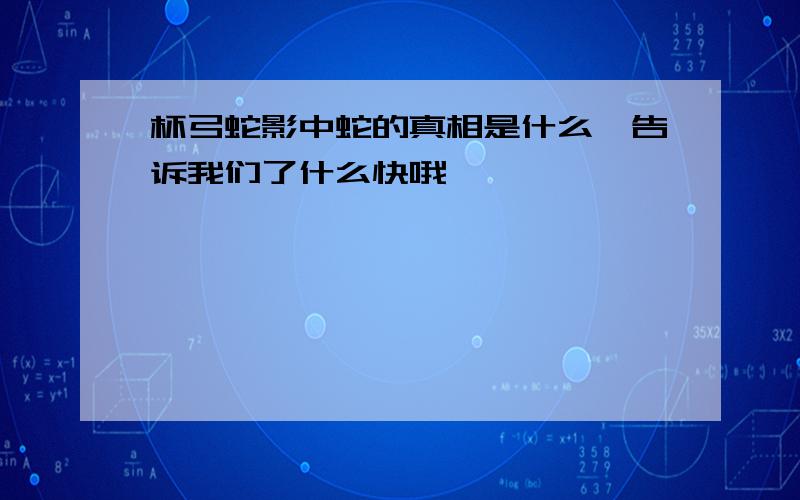 杯弓蛇影中蛇的真相是什么,告诉我们了什么快哦