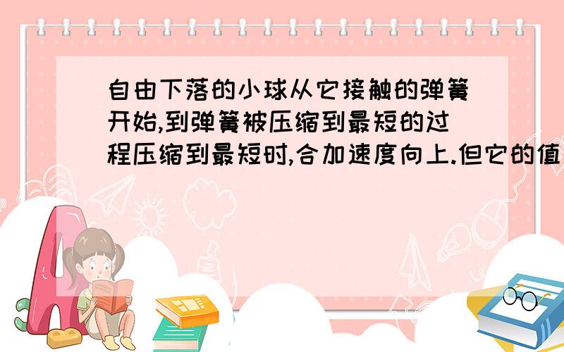 自由下落的小球从它接触的弹簧开始,到弹簧被压缩到最短的过程压缩到最短时,合加速度向上.但它的值一定大于重力吗?