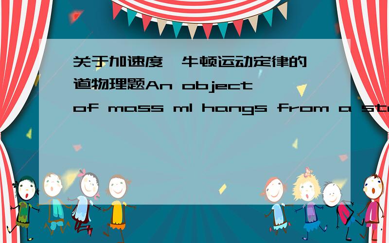 关于加速度、牛顿运动定律的一道物理题An object of mass m1 hangs from a string that passes over a very light pulley P1 as shown in the figure.The string connects to a second very light pulley P2.A second string passes around this pull