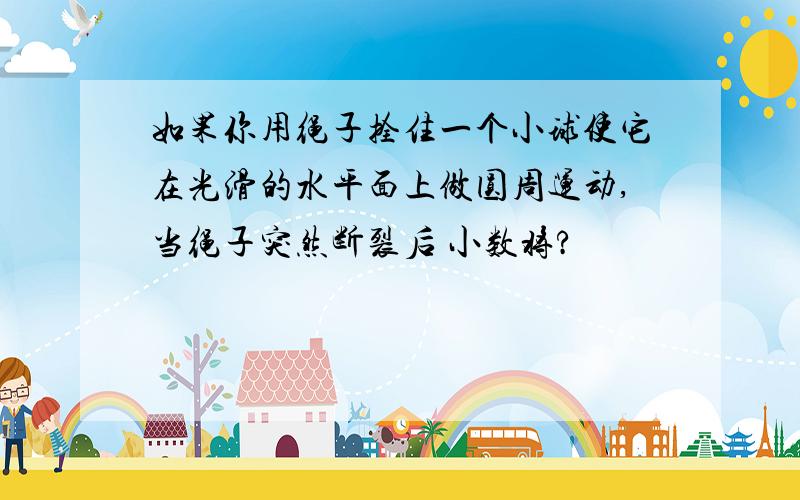 如果你用绳子拴住一个小球使它在光滑的水平面上做圆周运动,当绳子突然断裂后 小数将?