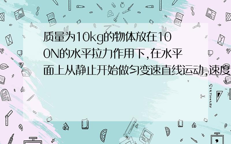 质量为10kg的物体放在100N的水平拉力作用下,在水平面上从静止开始做匀变速直线运动,速度达到16m/s时位yi2.5s后撤去拉力，求拉力撤去后再经11s的位移