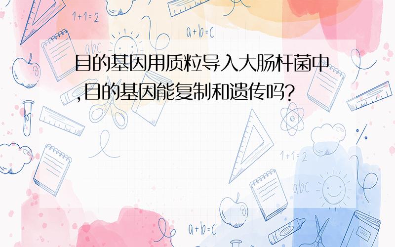 目的基因用质粒导入大肠杆菌中,目的基因能复制和遗传吗?