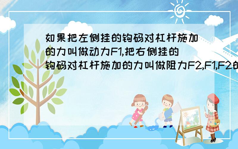 如果把左侧挂的钩码对杠杆施加的力叫做动力F1,把右侧挂的钩码对杠杆施加的力叫做阻力F2,F1,F2的方向指向那?