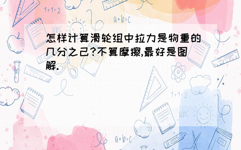 怎样计算滑轮组中拉力是物重的几分之己?不算摩擦,最好是图解.