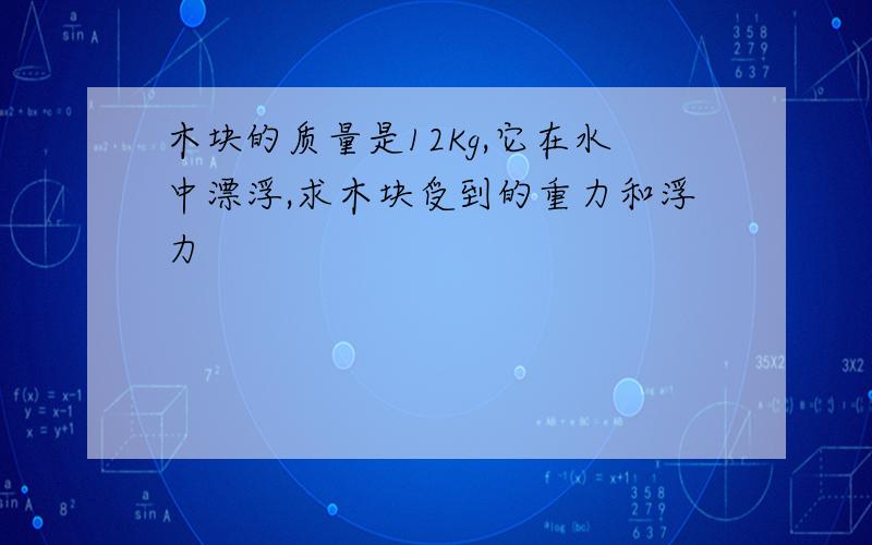 木块的质量是12Kg,它在水中漂浮,求木块受到的重力和浮力