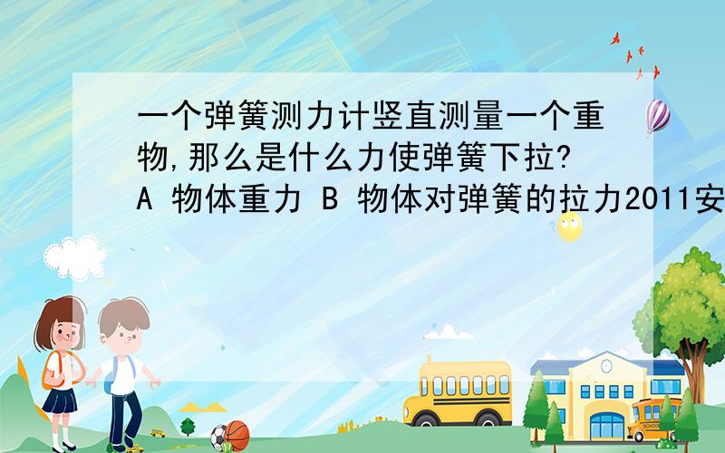 一个弹簧测力计竖直测量一个重物,那么是什么力使弹簧下拉?A 物体重力 B 物体对弹簧的拉力2011安徽中考物理题 可能没记全 大概是这个意思~带上原因