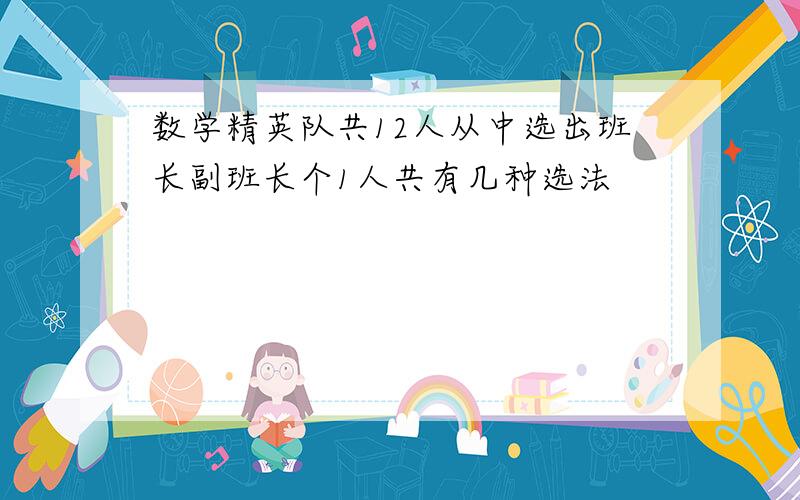 数学精英队共12人从中选出班长副班长个1人共有几种选法