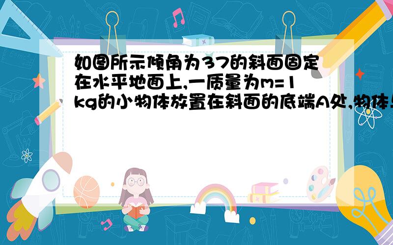 如图所示倾角为37的斜面固定在水平地面上,一质量为m=1kg的小物体放置在斜面的底端A处,物体与斜面的动摩擦因数为μ=0.25,小物体在方向沿斜面向上的恒力F的作用下由静止开始沿斜面向上做匀