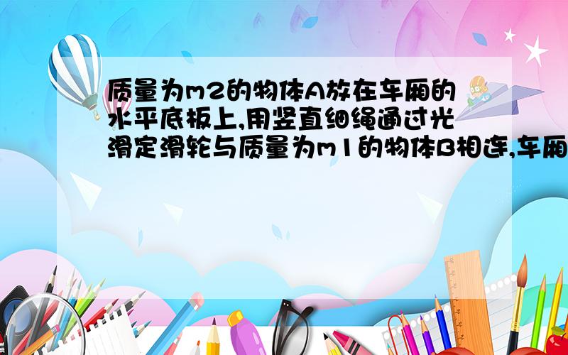 质量为m2的物体A放在车厢的水平底板上,用竖直细绳通过光滑定滑轮与质量为m1的物体B相连,车厢正沿水平轨道向右行驶,此时与物体A相连的细绳与竖直方向成θ角求物体B对绳的拉力