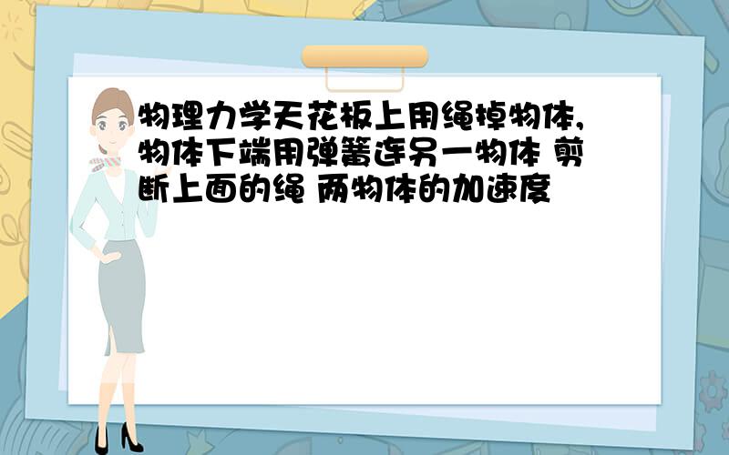 物理力学天花板上用绳掉物体,物体下端用弹簧连另一物体 剪断上面的绳 两物体的加速度