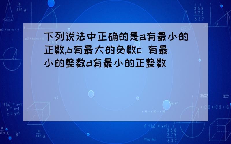 下列说法中正确的是a有最小的正数,b有最大的负数c 有最小的整数d有最小的正整数