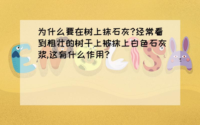 为什么要在树上抹石灰?经常看到粗壮的树干上被抹上白色石灰浆,这有什么作用?