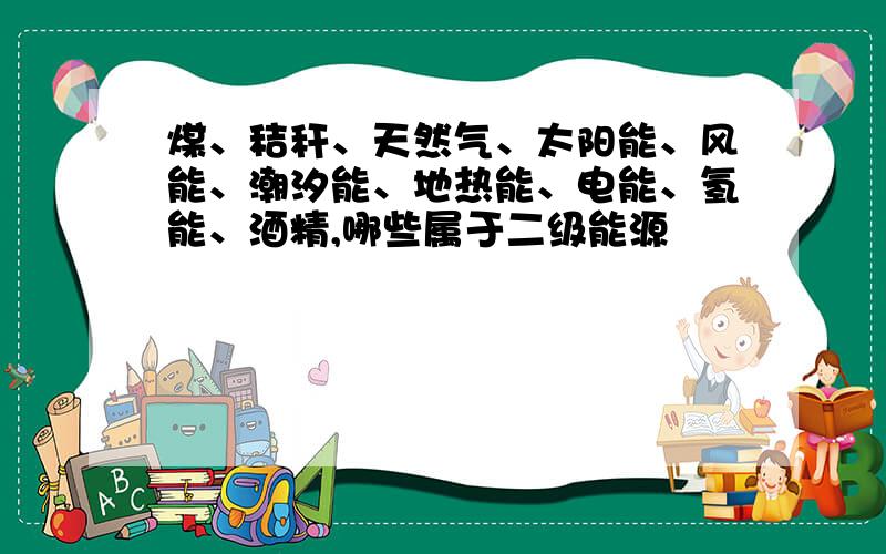 煤、秸秆、天然气、太阳能、风能、潮汐能、地热能、电能、氢能、酒精,哪些属于二级能源